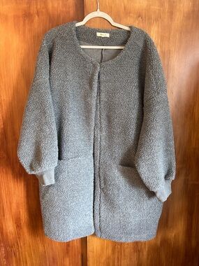 EUC Madewell Bonded Sherpa Cocoon Coat in Heather Grey Carbon | Women's Plus XXL